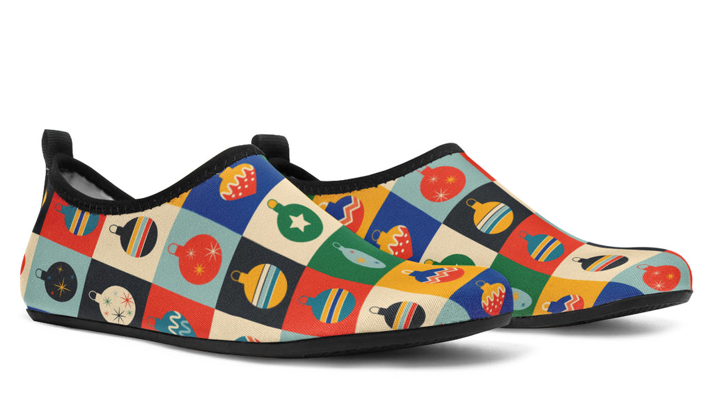 Retro Xmas Baubles Water Shoes - Offbeat Sweetie