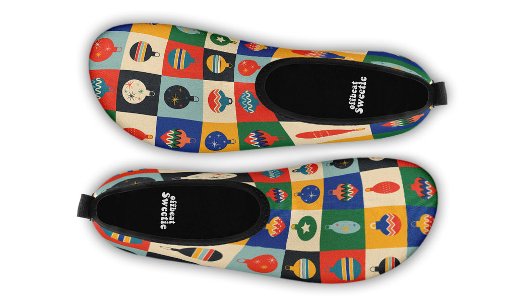 Retro Xmas Baubles Water Shoes - Offbeat Sweetie