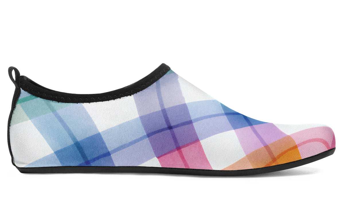 Watercolour Rainbow Plaid Water Shoes