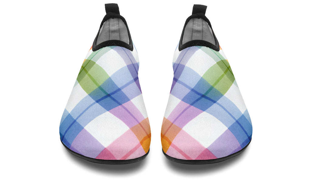 Watercolour Rainbow Plaid Water Shoes