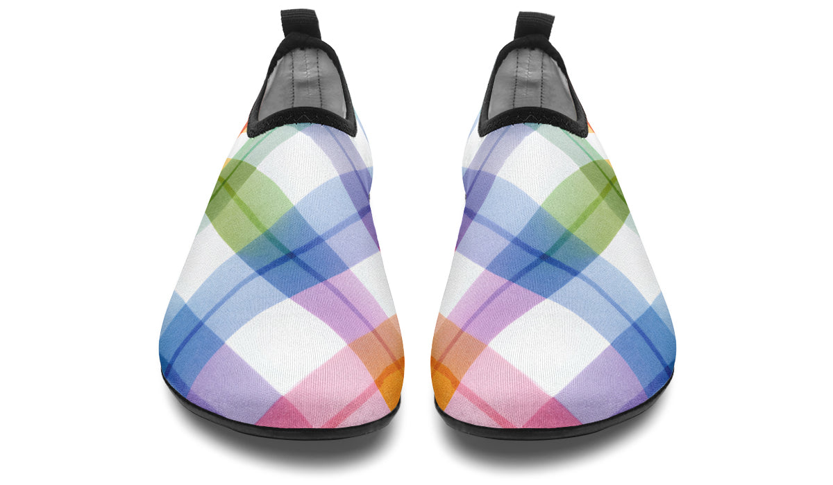Watercolour Rainbow Plaid Water Shoes