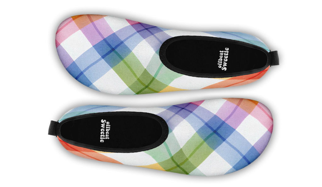 Watercolour Rainbow Plaid Water Shoes