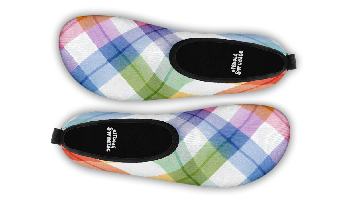 Watercolour Rainbow Plaid Water Shoes