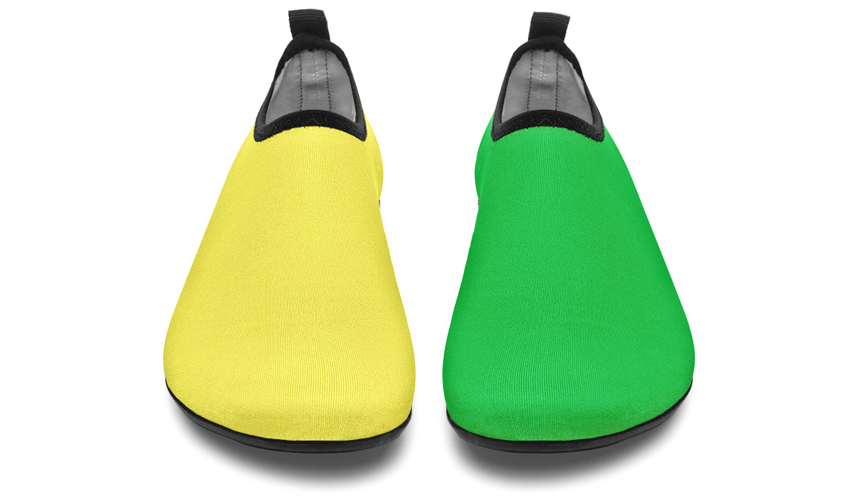 Yellow And Green Mismatch Water Shoes - Offbeat Sweetie