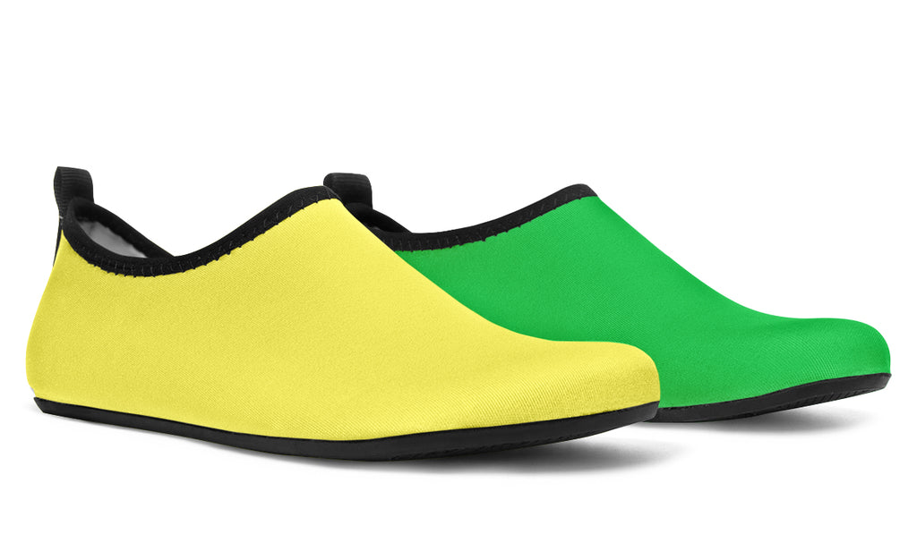 Yellow And Green Mismatch Water Shoes - Offbeat Sweetie