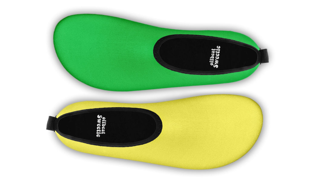 Yellow And Green Mismatch Water Shoes - Offbeat Sweetie