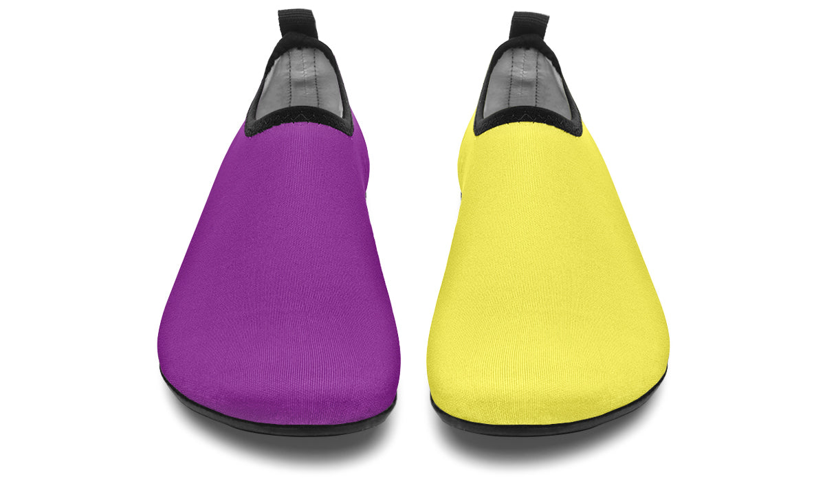 Yellow And Purple Mismatch Water Shoes - Offbeat Sweetie