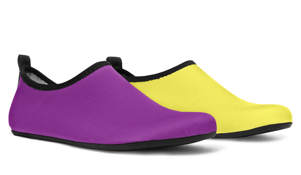 Yellow And Purple Mismatch Water Shoes - Offbeat Sweetie
