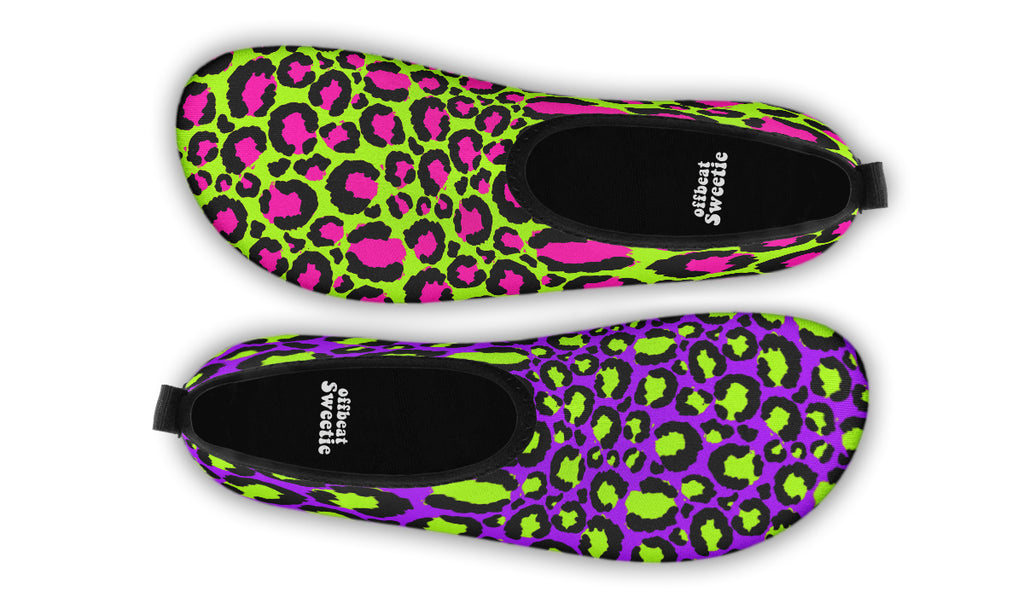 Zombie Leopard x Neon Leopard Mismatch Water Shoes