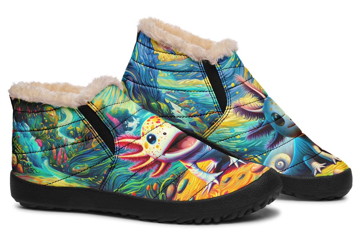Adorable Axolotls Winter Shoes - Offbeat Sweetie