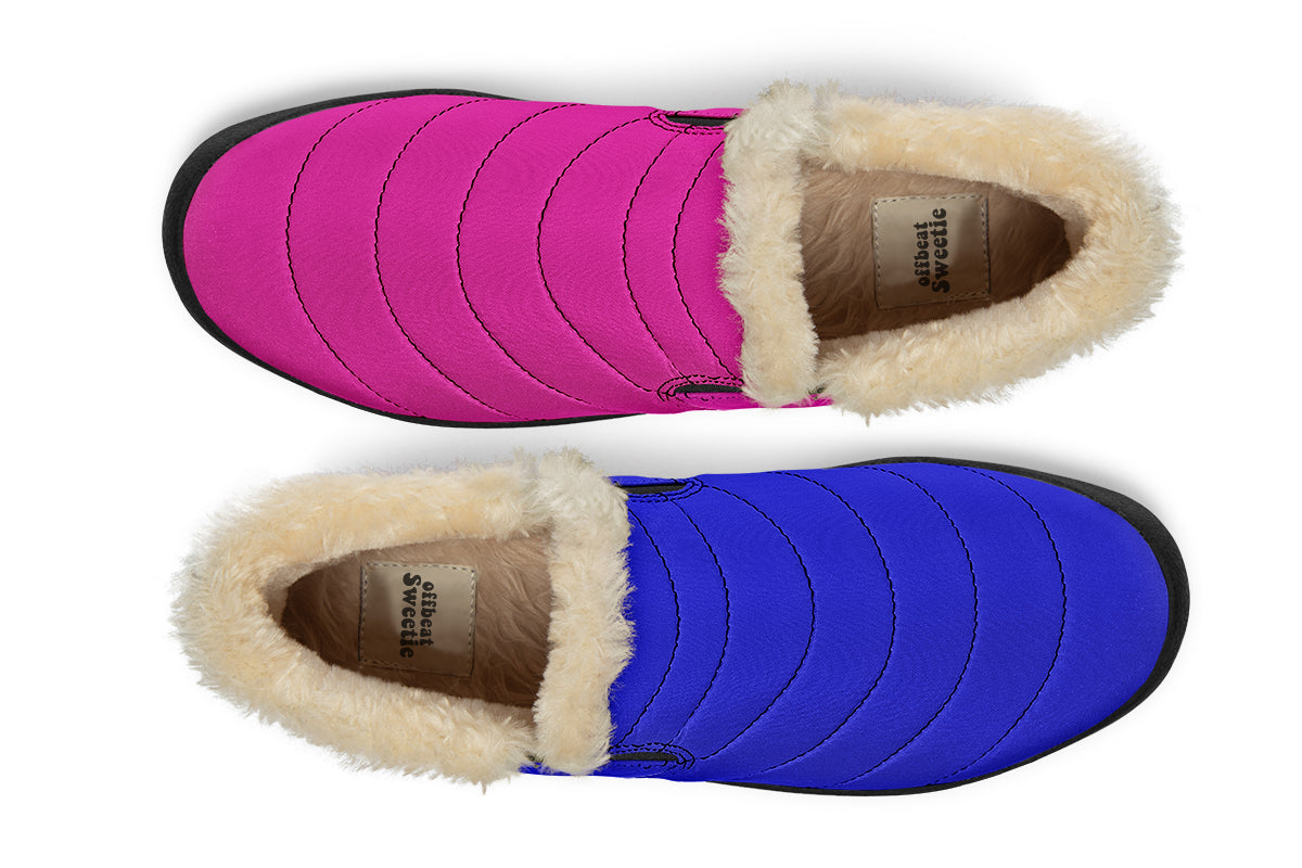 Blue And Pink Mismatched Winter Shoes - Offbeat Sweetie