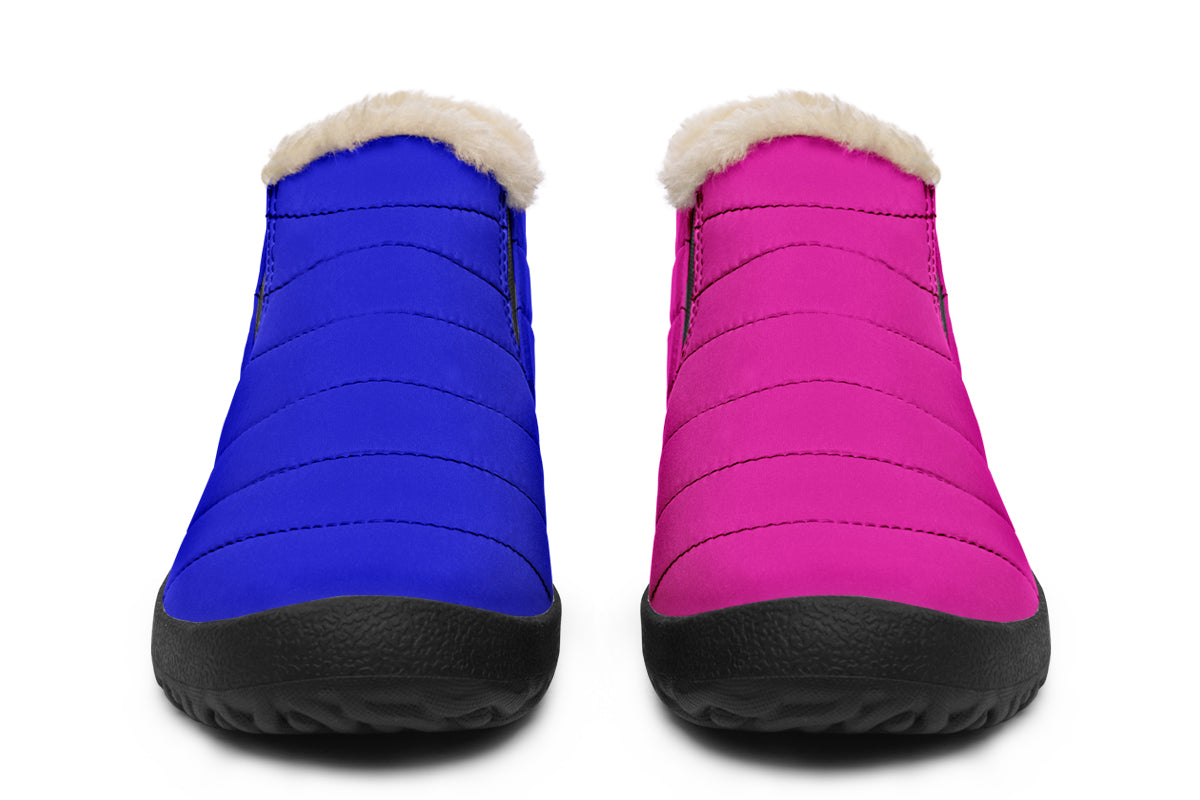 Blue And Pink Mismatched Winter Shoes - Offbeat Sweetie