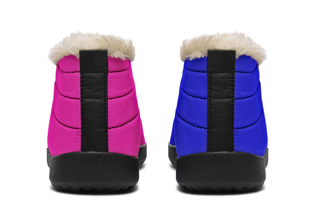 Blue And Pink Mismatched Winter Shoes - Offbeat Sweetie