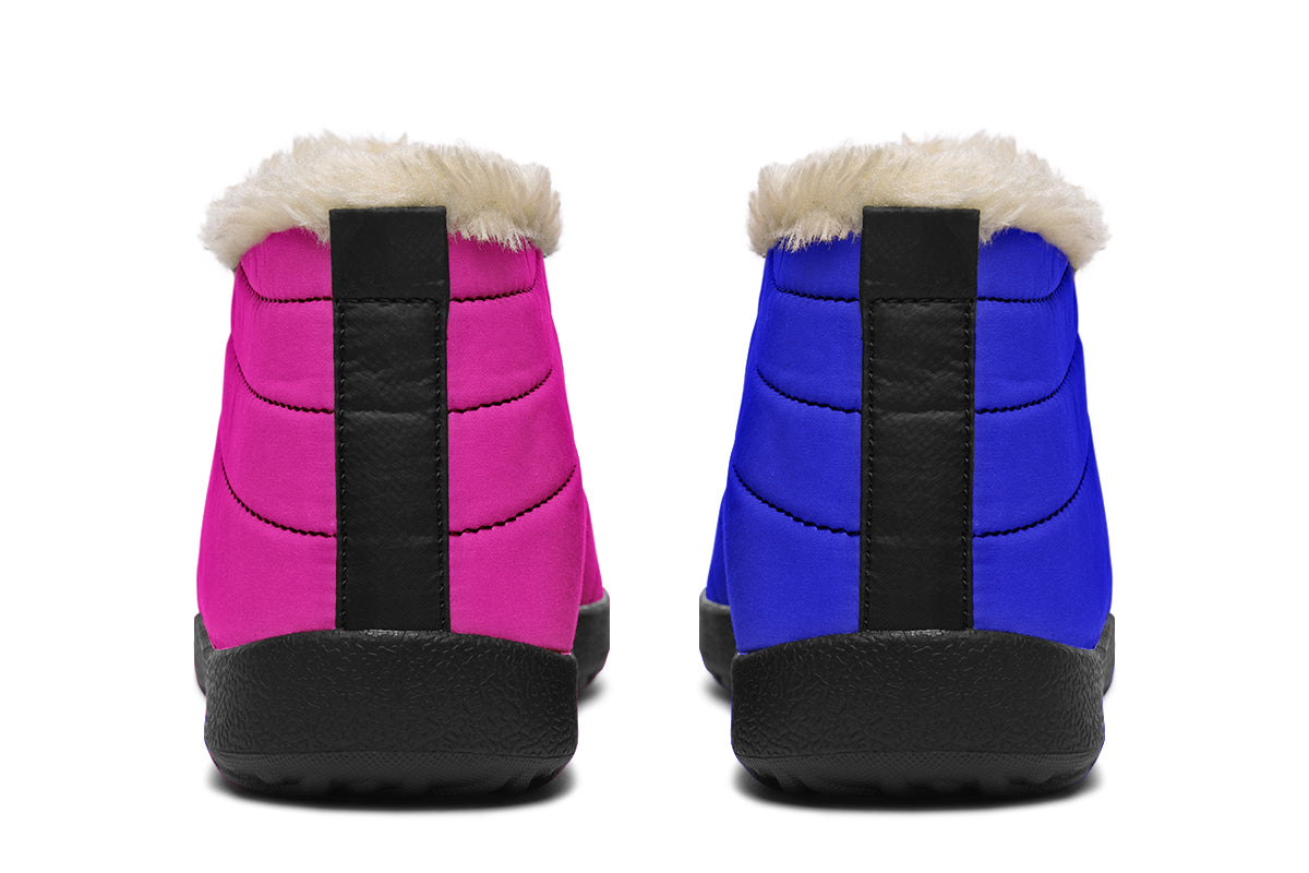 Blue And Pink Mismatched Winter Shoes - Offbeat Sweetie
