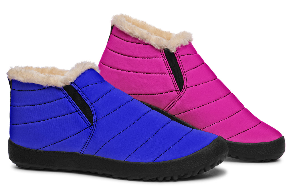 Blue And Pink Mismatched Winter Shoes - Offbeat Sweetie
