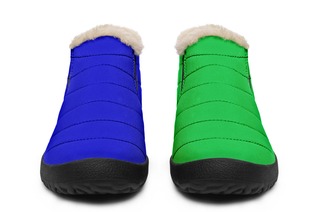 Blue and Green Mismatch Winter Shoes