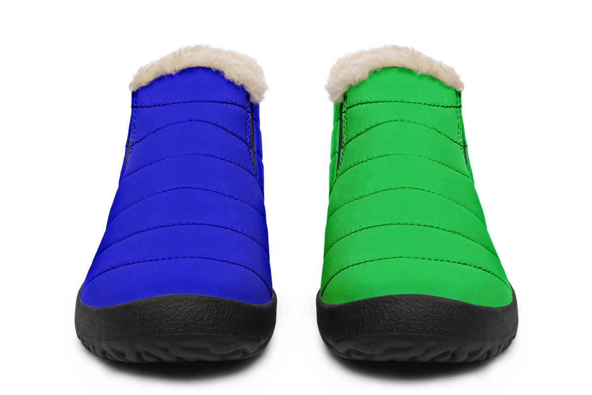 Blue and Green Mismatch Winter Shoes