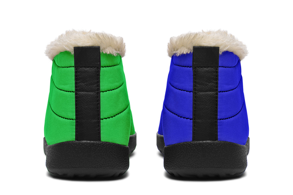 Blue and Green Mismatch Winter Shoes