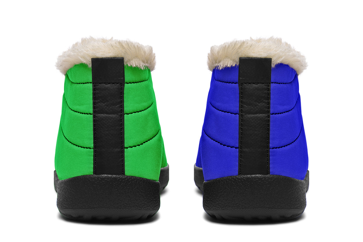 Blue and Green Mismatch Winter Shoes