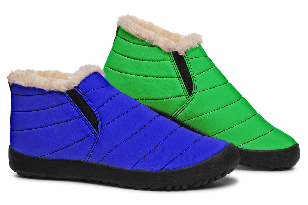 Blue and Green Mismatch Winter Shoes