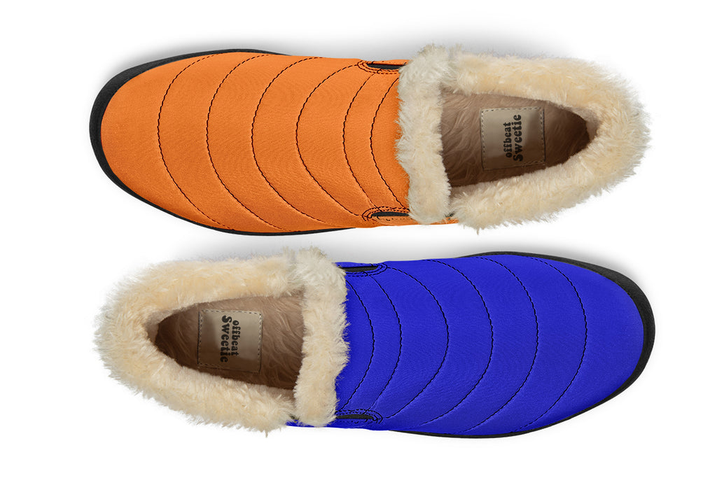 Blue and Orange Mismatch Winter Shoes
