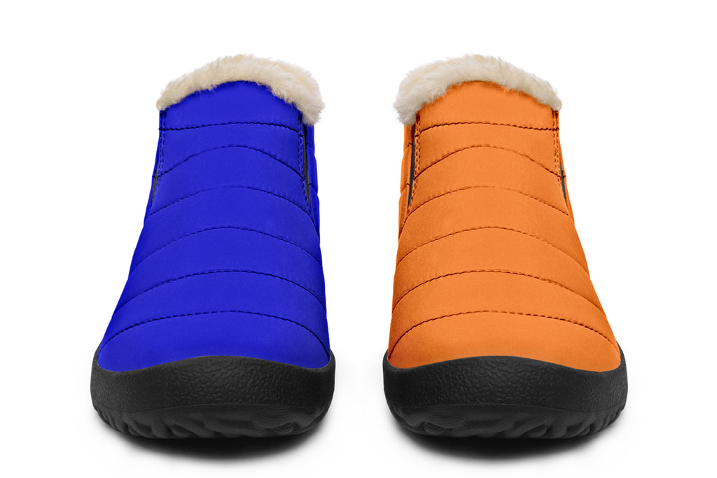 Blue and Orange Mismatch Winter Shoes