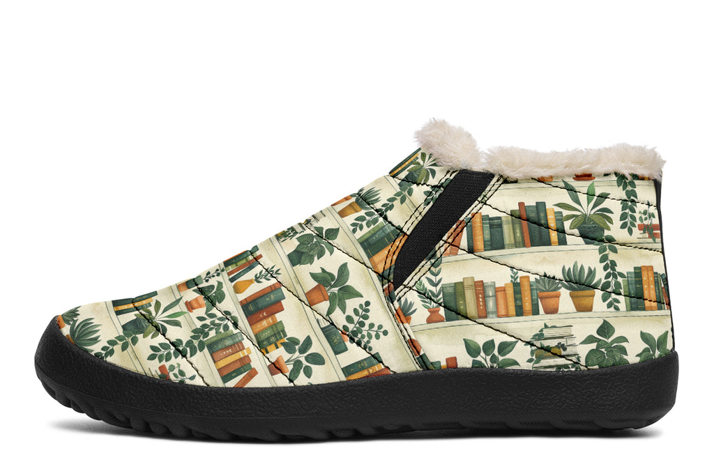 Books And Plants Winter Shoes - Offbeat Sweetie