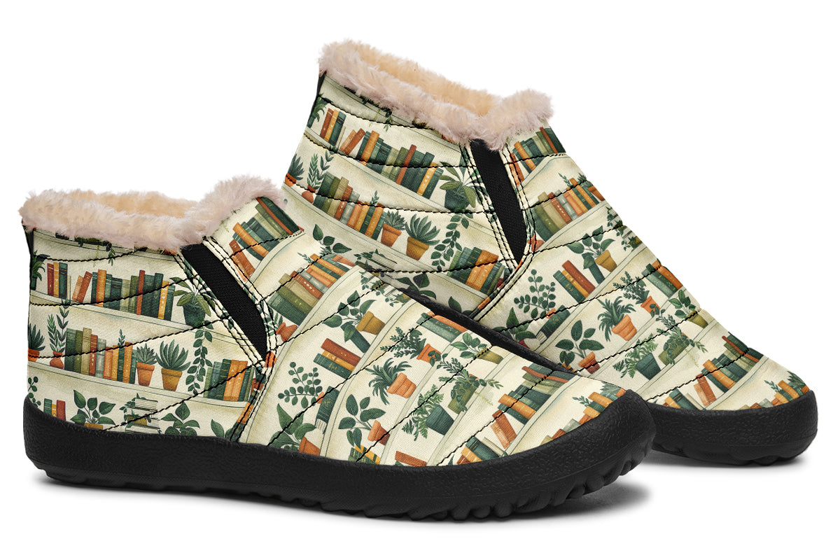 Books And Plants Winter Shoes - Offbeat Sweetie