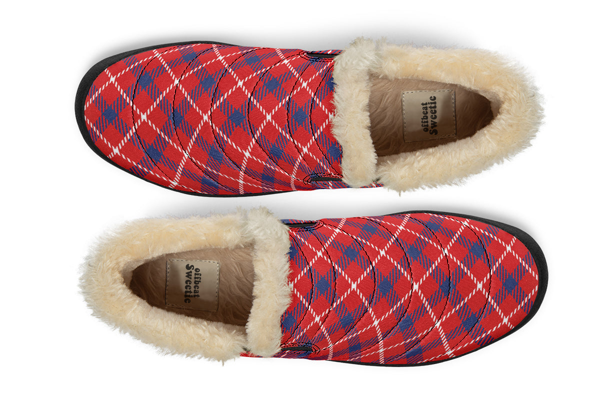 Cherry Red Plaid Winter Shoes
