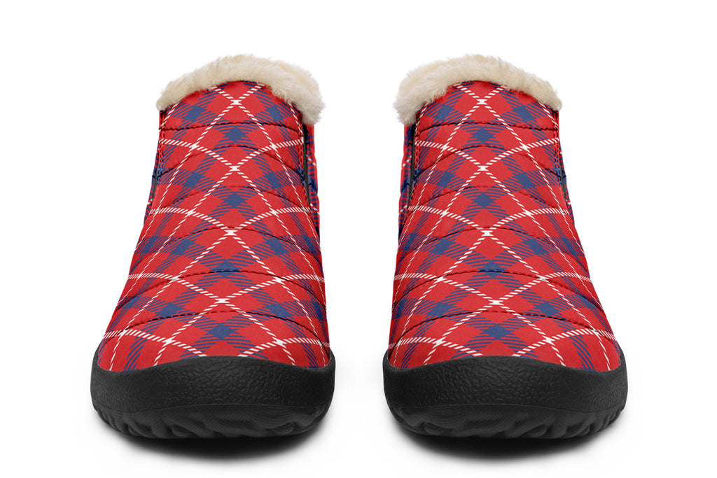 Cherry Red Plaid Winter Shoes
