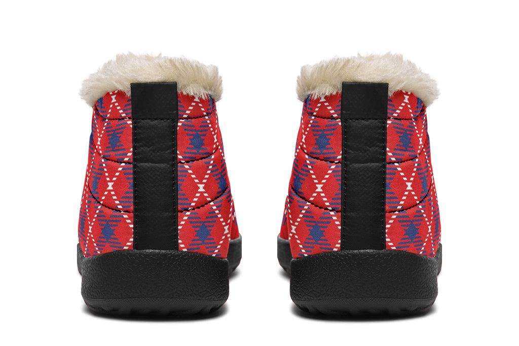 Cherry Red Plaid Winter Shoes