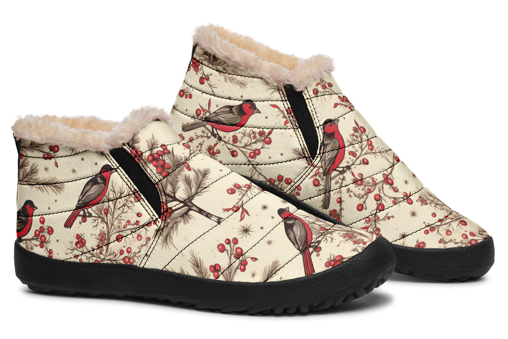 Christmas Birds Winter Shoes - Offbeat Sweetie