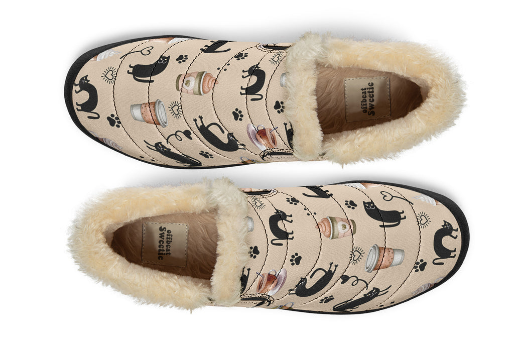 Cozy Coffee Cat Winter Shoes