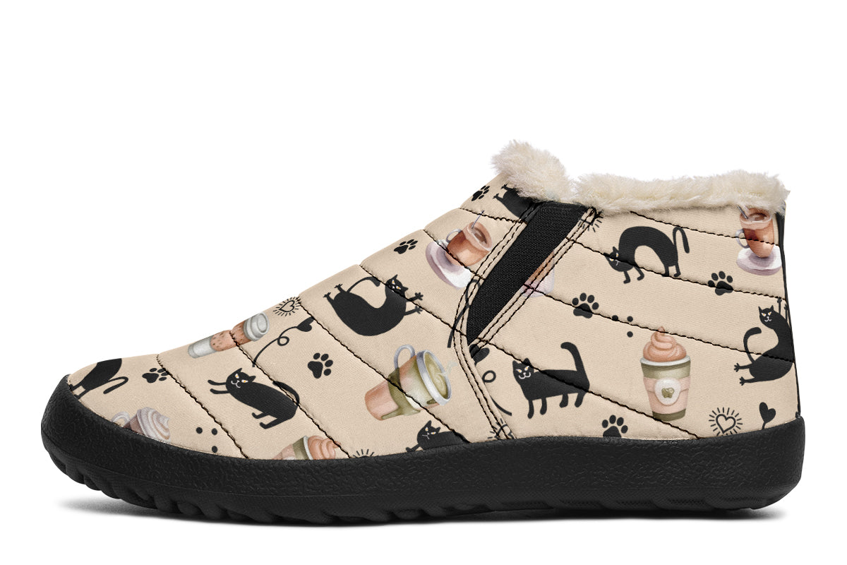 Cozy Coffee Cat Winter Shoes