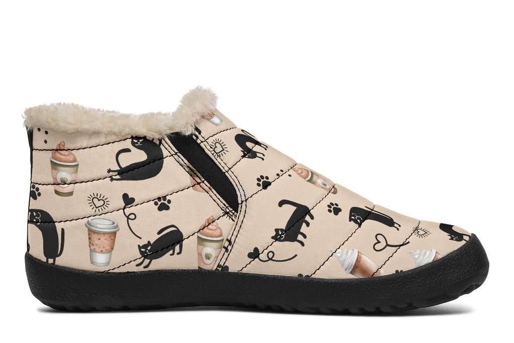 Cozy Coffee Cat Winter Shoes