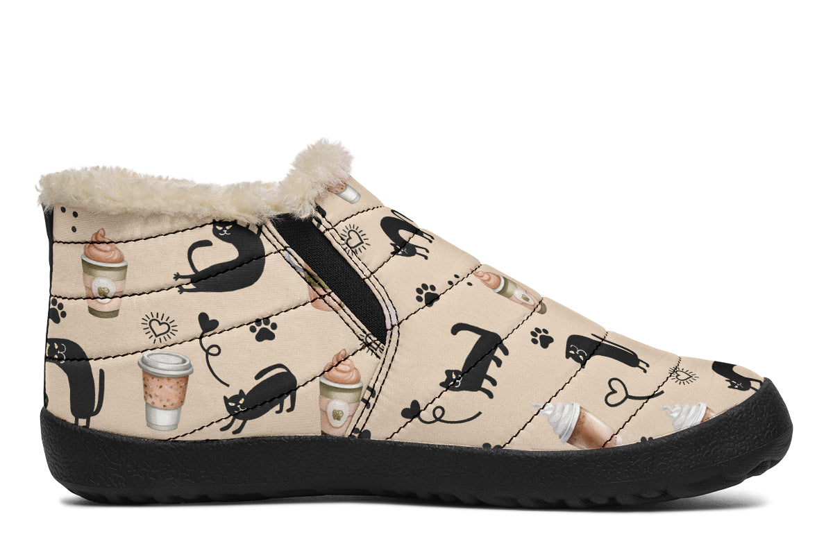Cozy Coffee Cat Winter Shoes