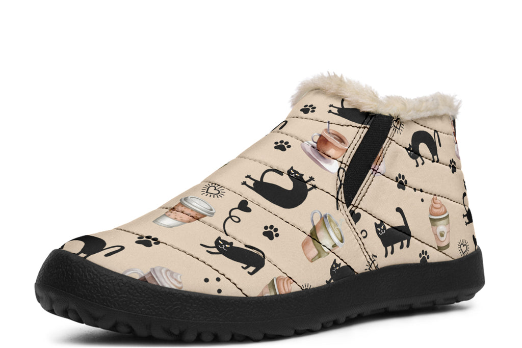Cozy Coffee Cat Winter Shoes