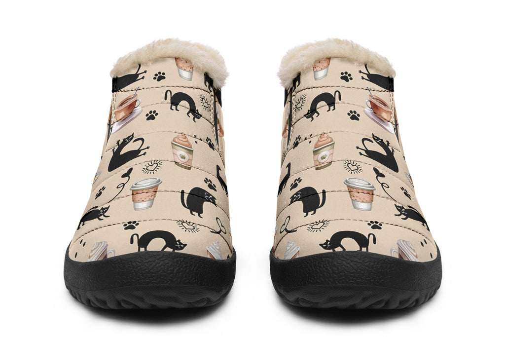 Cozy Coffee Cat Winter Shoes