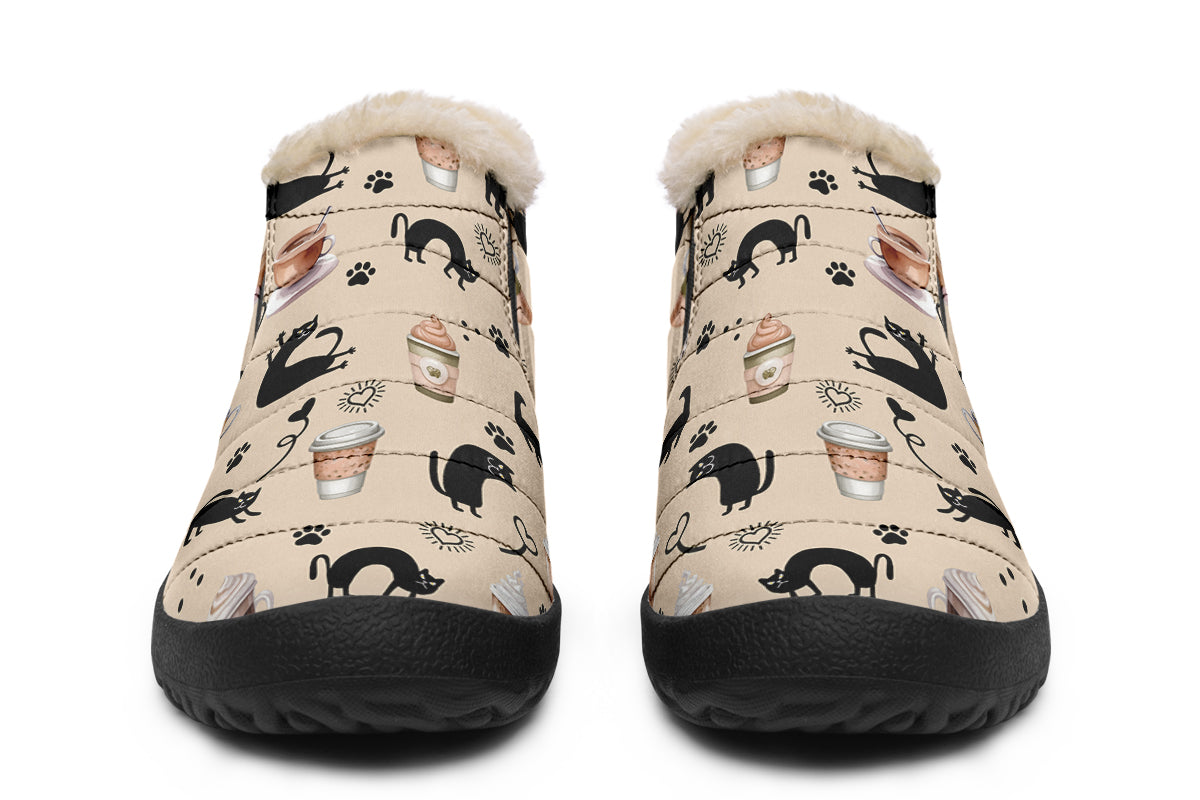 Cozy Coffee Cat Winter Shoes