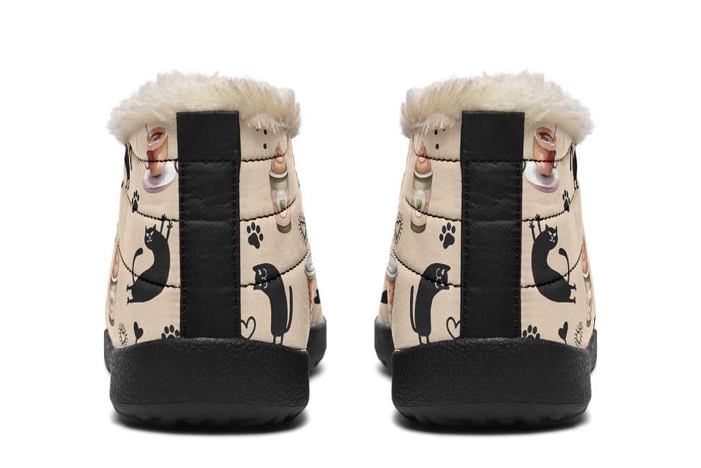 Cozy Coffee Cat Winter Shoes