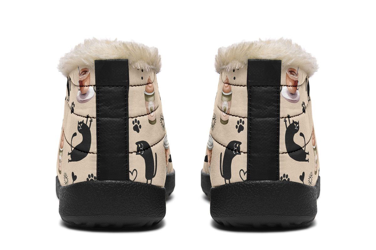 Cozy Coffee Cat Winter Shoes
