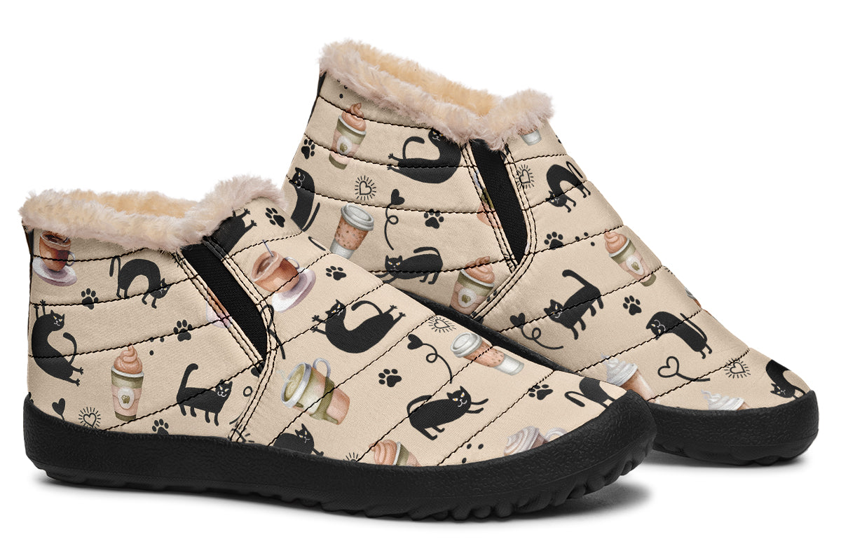 Cozy Coffee Cat Winter Shoes