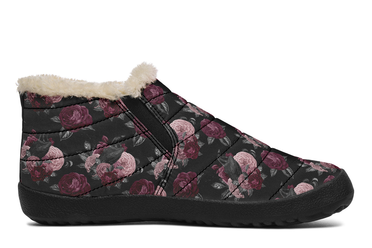 Crows And Roses Winter Shoes - Offbeat Sweetie