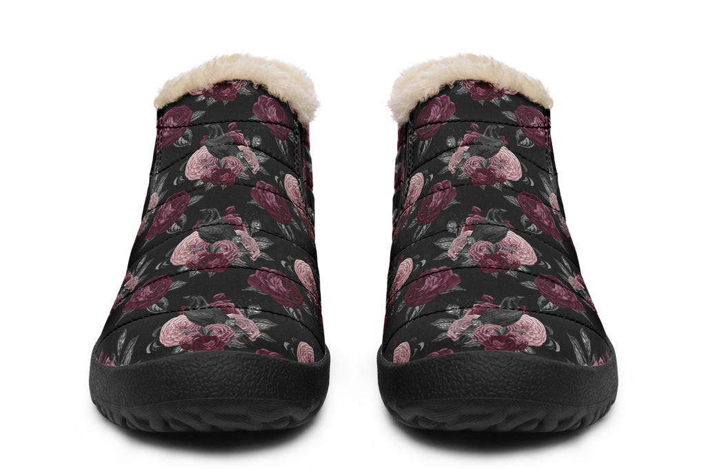 Crows And Roses Winter Shoes - Offbeat Sweetie