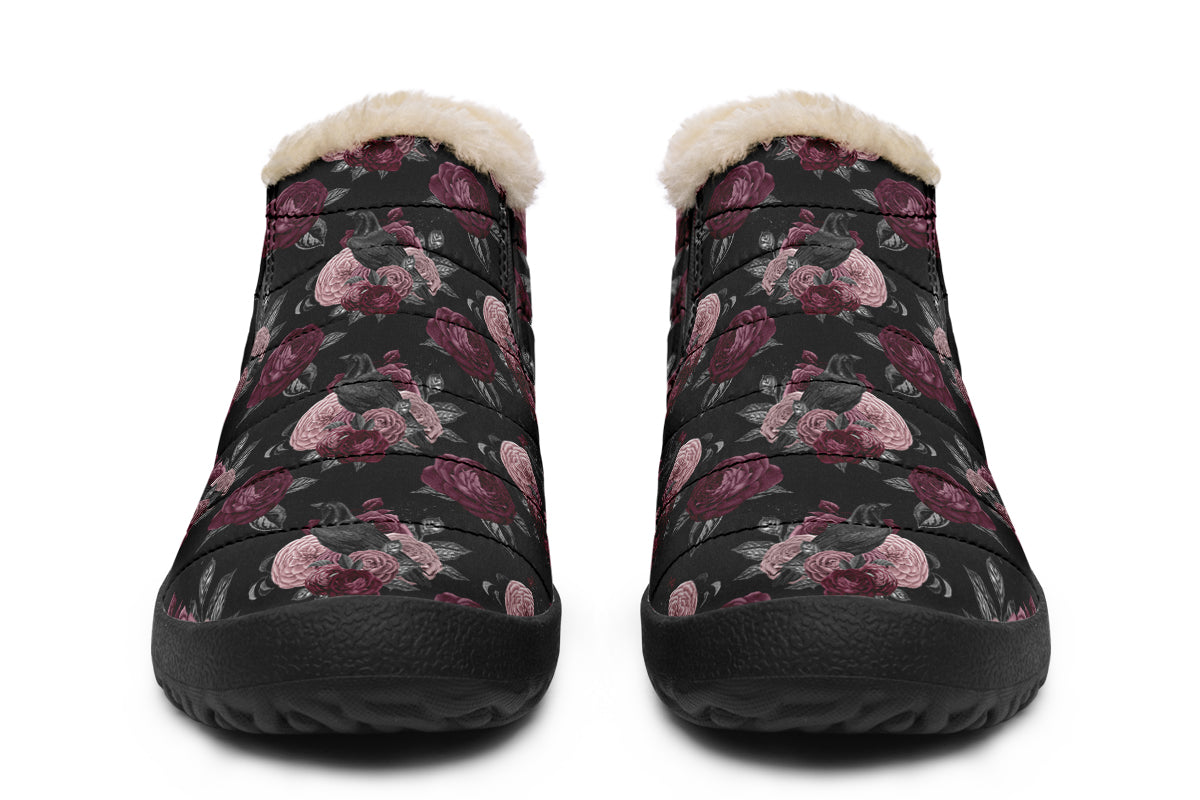 Crows And Roses Winter Shoes - Offbeat Sweetie