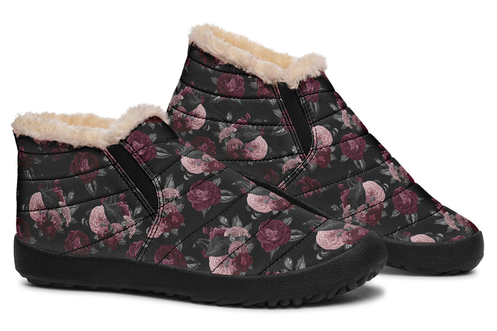 Crows And Roses Winter Shoes - Offbeat Sweetie