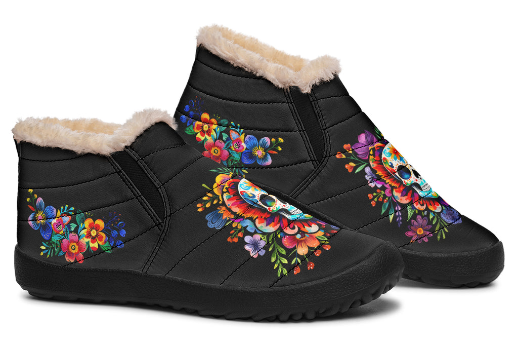 Day of the Dead Winter Shoes - Offbeat Sweetie