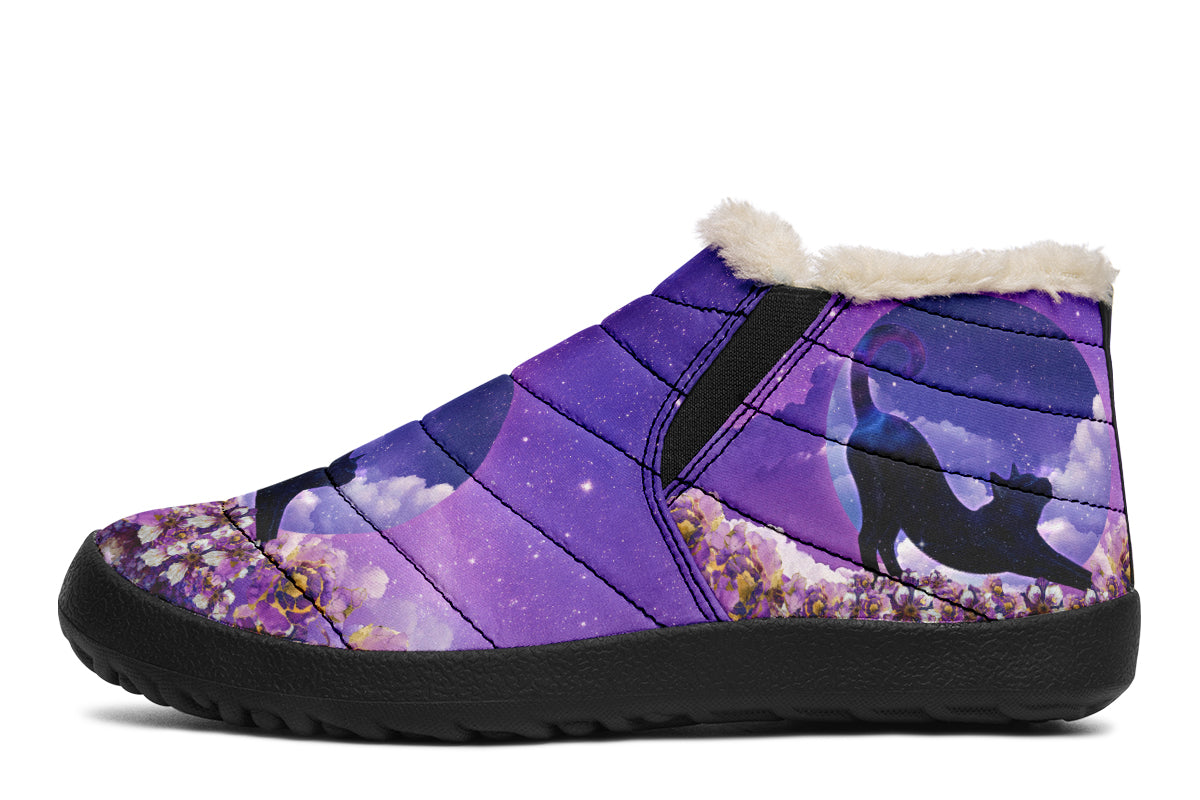 Enchanted Lavender Moon Cat Winter Shoes