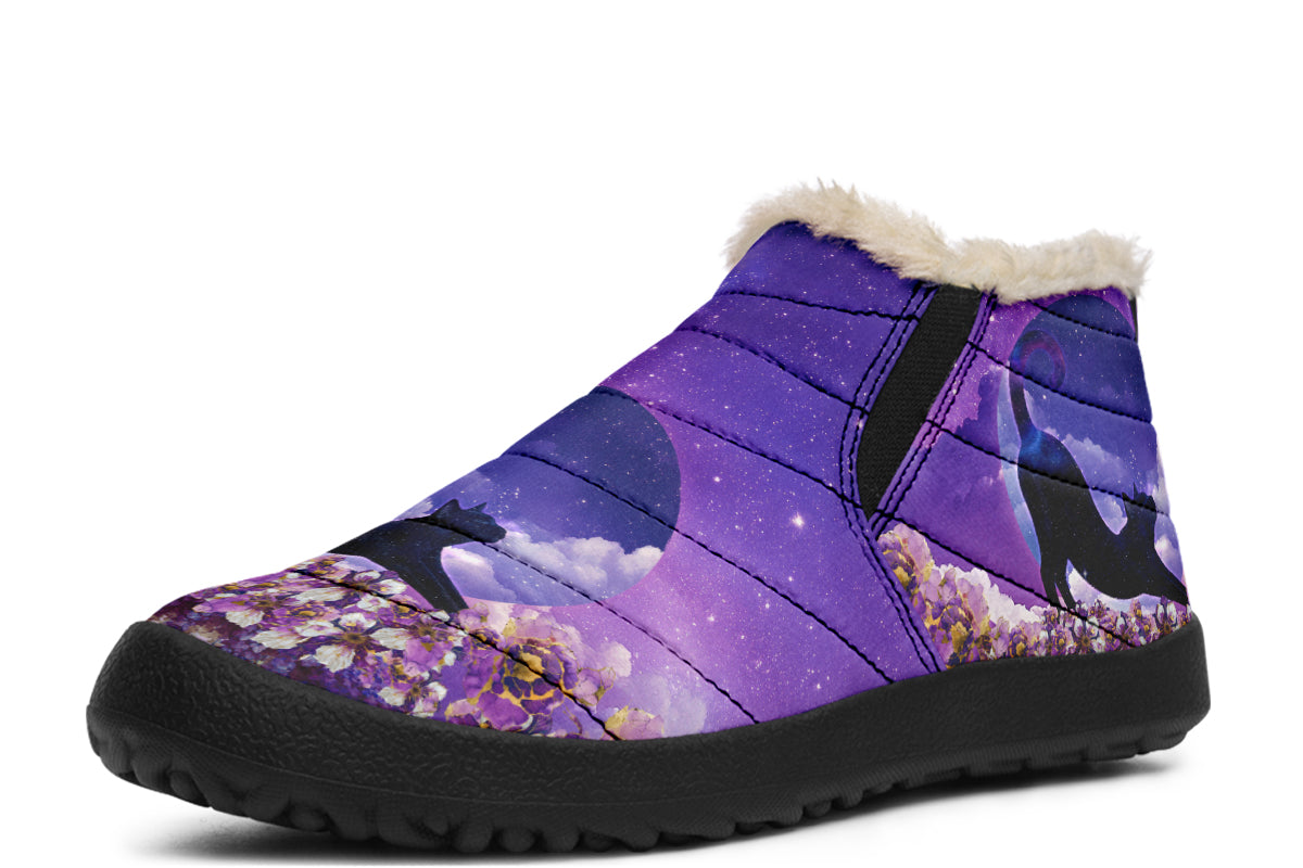 Enchanted Lavender Moon Cat Winter Shoes