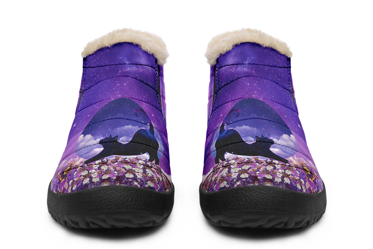Enchanted Lavender Moon Cat Winter Shoes